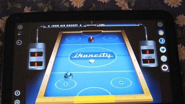 There's air hockey but no Angry Birds or Fruit Ninja.
