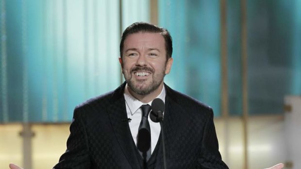 Outrage ... Ricky Gervais made headlines hosting the Golden Globes in January.