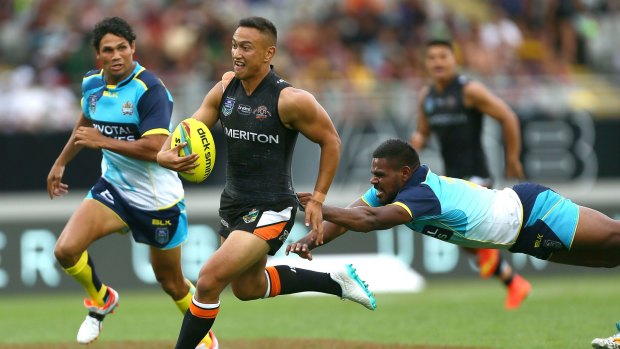 On the rise: Manaia Cherrington in action for the Tigers, where he is tipped to be Robbie Farah's successor.
