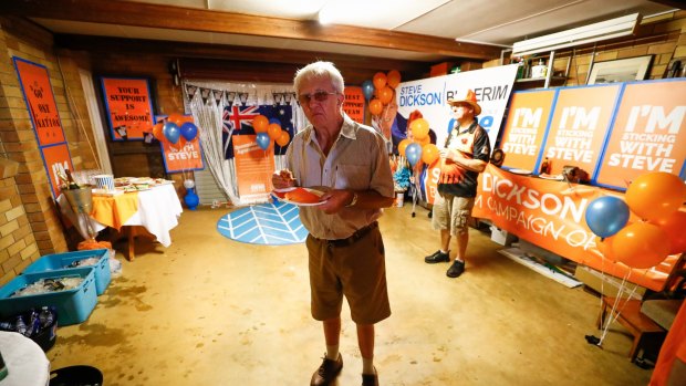 A lonely One Nation supporter as celebrations wind down.