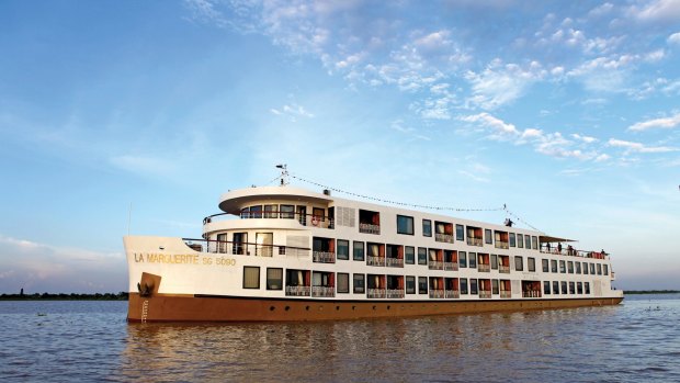 Floating accommodation: The ship La Marguerite on the Mekong River.