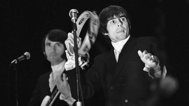 Stars ... Mike Nesmith and Davy Jones perform at The Stadium in Sydney on September 21, 1968.