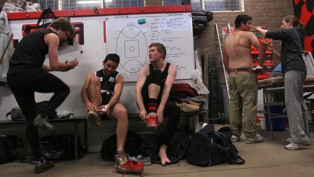 Out and proud: Yarra Valley footballer Jason Ball, third from left, wants the AFL to air anti-homophobia videos at the grand final this month.