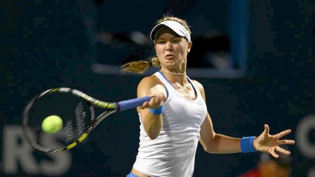 In full flight: Airport fan Eugenie Bouchard aims to fly high at the Apia International.