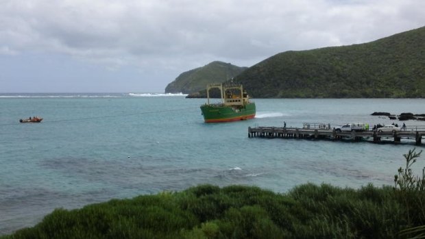 The MV Island Trader ran aground on a sandbank off Lord Howe Island.