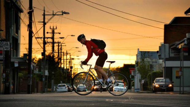 One of thousands of Melbourne cyclists who took part in Ride2Work Day on Wednesday.