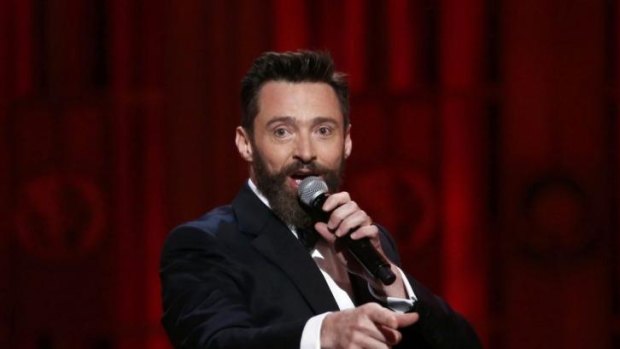 In hairier times: Hugh Jackman hosts the 68th Tony Awards in New York City.