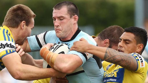 Influential &#8230; Paul Gallen in action for the Sharks yesterday. Gallen says he's probably biased towards Todd Carney for Origin's No. 6 jumper "because I know what he can do".