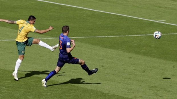 Goal to remember: Tim Cahill's wonder strike against the Netherlands.