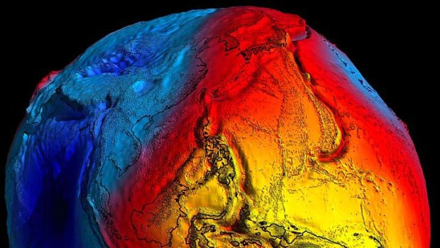This handout image released by the European Space Agency (ESA) shows the  most accurate model of the 'geoid' ever produced, made by ESA's GOCE mission, which can help us further understand how the Earth works.