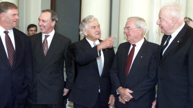 Former Labor leaders Kim Beazley, Paul Keating, Bob Hawke, Bill Hayden and Gough Whitlam