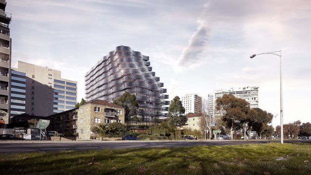 An artist's impression of the $150 million Elenberg Fraser-designed building that's earmarked for Queens Road.
