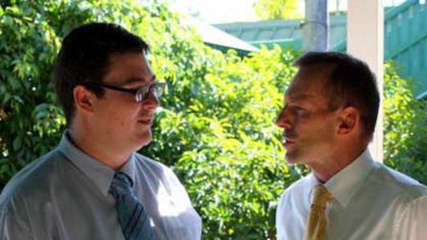 'Colourful' ... George Christensen and Tony Abbott in a photo taken from the LNP candidate's public Facebook page.