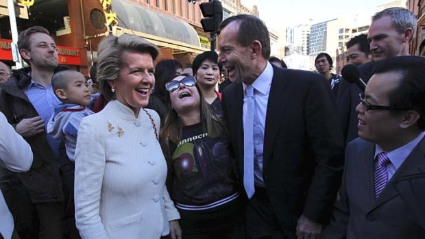 On the campaign trail: Tony Abbott and Julie Bishop.