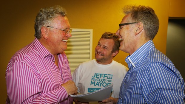 Newcastle lord mayor and property developer Jeff McCloy, with Josh Hodges and Tim Owen in 2012.