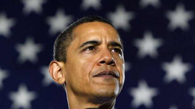 US President Barack Obama looks on during a speech to Marines at Camp Lejeune, North Carolina.
