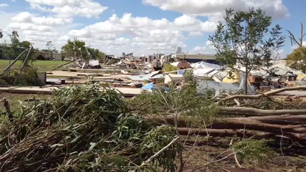 The Denison County caravan park lies in ruins.