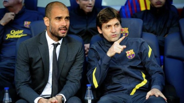 Sad loss: former Barcelona manager Tito Vilanova, right, has died aged 45 after a long battle with cancer.
