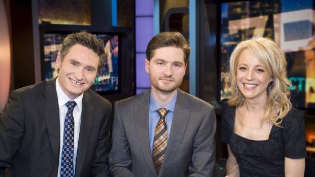 Dave Hughes, Charlie Pickering and Carrie Bickmore from <em>The Project.</em>