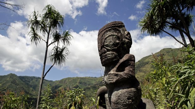 A tiki sculpture at Hiva Oa.