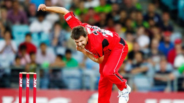 Renegade pace: Dirk Nannes in action against  the Sydney Thunder.
