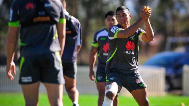 Anthony Milford trains with the Raiders on Saturday morning.