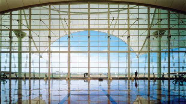 South curtain wall of Denver airport.