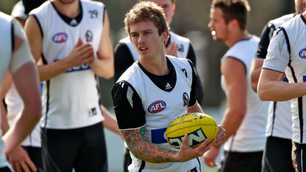 New deal: Dayne Beams at Collingwood training yesterday.