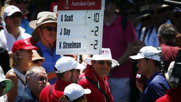 Well clear: Adam Scott after finishing his record-breaking round at the Australian Open.