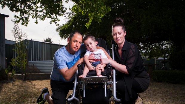 Ben McLennan and Naomi Taylor with their son William McLennan, 2, who has Spinal Muscular Atrophy. 