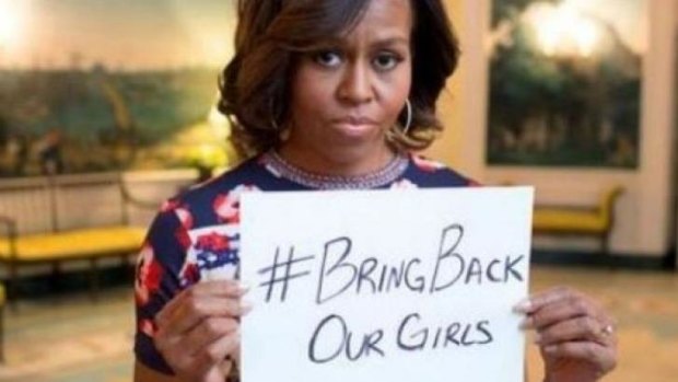 First Lady Michelle Obama in a Twitter photo appealing for release of Nigerian girls.