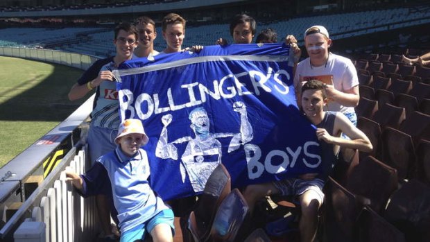 Well supported: the Bollinger Boys turned out in full voice at the SCG on Sunday.