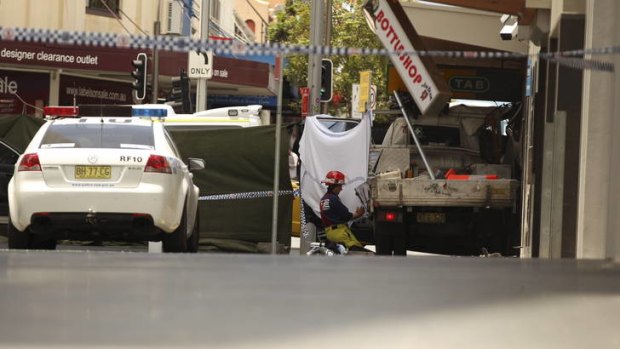 Redfern shooting ... police at the scene.