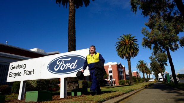 Closing ... Henry Fuller leaves the Ford Geelong plant, where he's worked for 25 years.