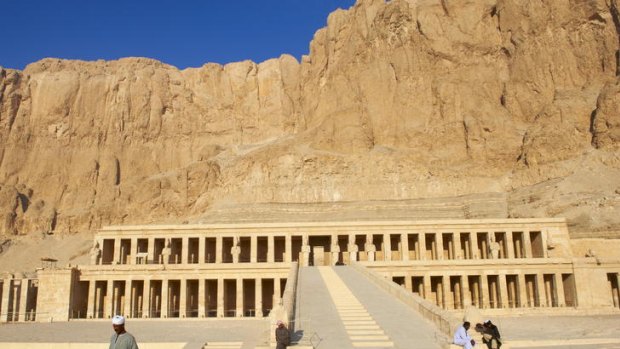 Alone in the desert ... visitors are few and far between at the Temple of Hatshepsut.