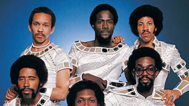 Richie (rear, right) with the tight, funky Commodores.