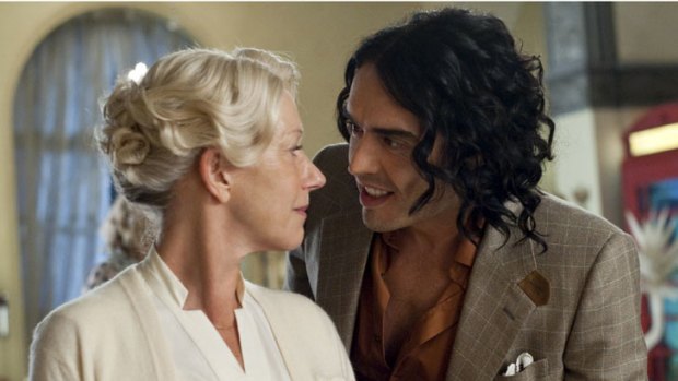 Double act ... Mirren with Russell Brand in the remake of <i>Arthur</i>.