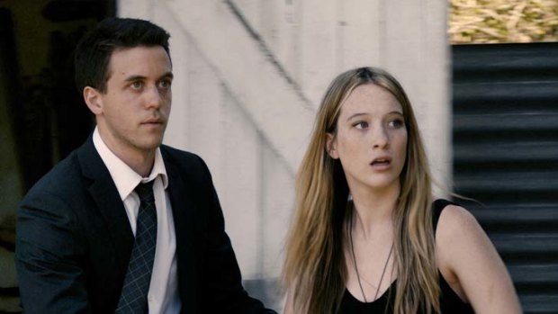 Gripping ... Anthony (Ashley Zukerman) and Natalie (Sophie Lowe) in the movie <i>Blame</i>.