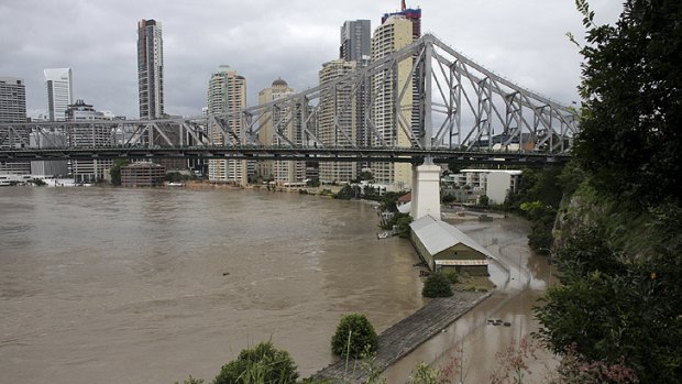 The Howard Smith Wharves, under the Story Bridge, pictured during the 2011 flood.