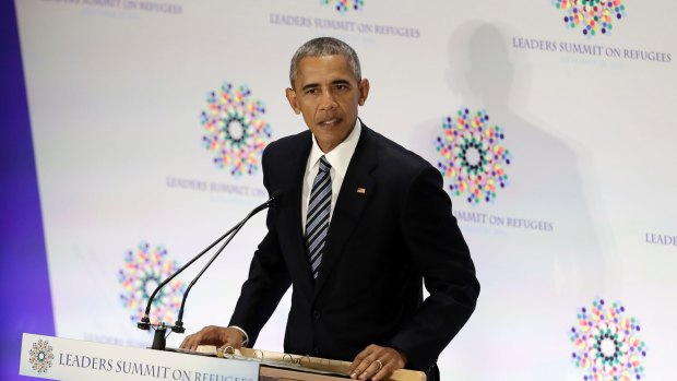 President Barack Obama speaks during the Leaders Summit on Refugees at the UN.