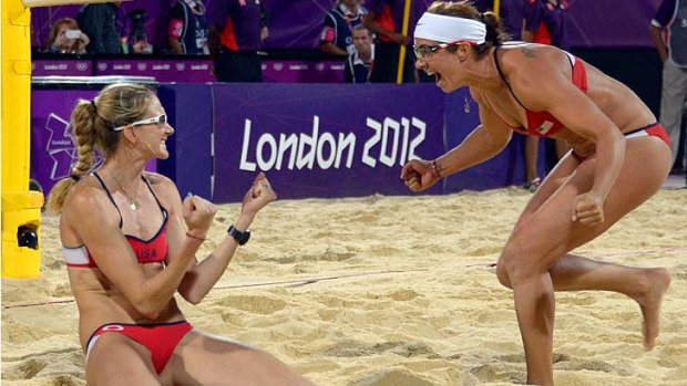 That winning feeling ... Misty May-Treanor and Kerri Walsh celebrate their third gold medal.