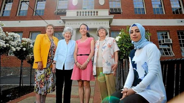 Former Preston students (left to right) Cheryl Judd, Olive Mackenzie, Lisa Weightman, Norma Hamilton and Doha Al-Maliki.