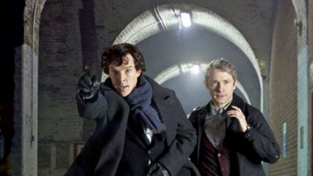 Benedict Cumberbatch, left, and Martin Freeman as Sherlock and Watson.