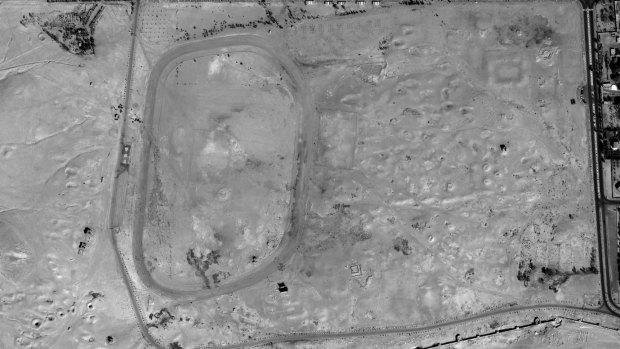 This satellite image provided by UNESCO shows the Northern Necropolis at Palmyra, Syria intact on October 10, 2009.  