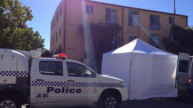 Police at the scene of the suspicious South Perth death.