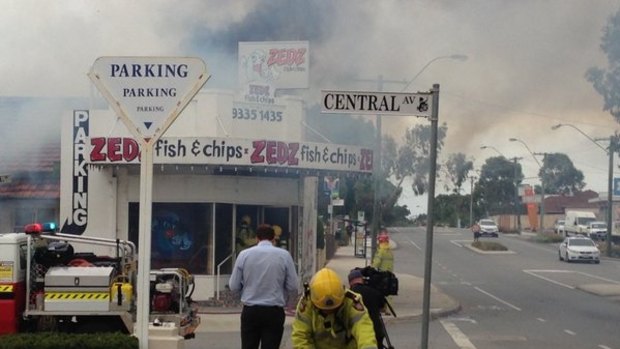 Fire fighters are battling to put out a fire at a fish and chip shop near Fremantle.
