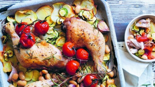 Chicken with cherry tomatoes from Something for everyone by Louise Fulton Keats.