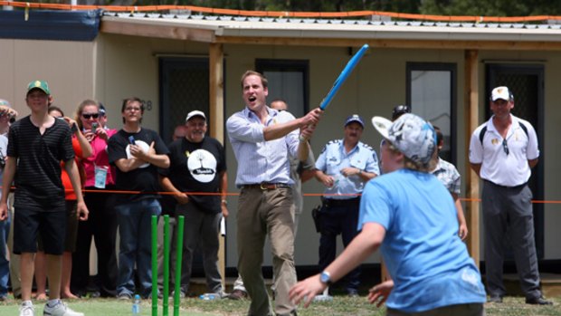 Prince William plays cricket in Flowerdale.
