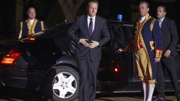 British PM David Cameron arrives for an official dinner at the Royal Palace  in The Hague.