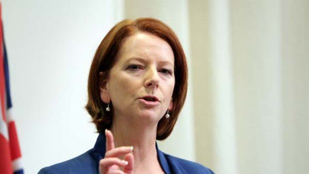 Prime Minister Julia Gillard at her last media engagement before returning to Australia.
